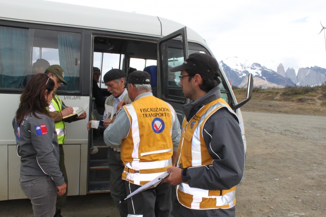 Fiscalización transporte turismo Torres del Paine